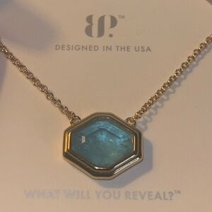 "Laced With Distant Fire" Blue Quartz Gold Necklace